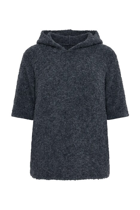 Hoodie, Melangestrick, Kapuze, Halbarm