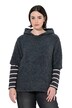 Hoodie, Melangestrick, Kapuze, Halbarm