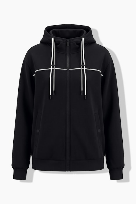 Sweatjacke, Piping, Kapuze, Langarm, Daumenloch
