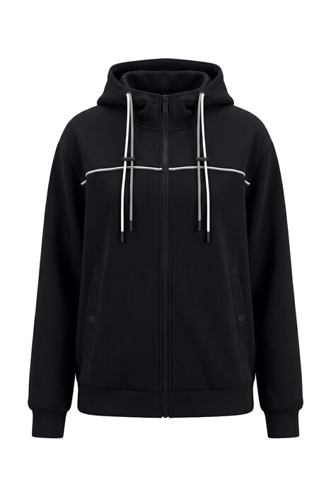 Sweatjacke, Piping, Kapuze, Langarm, Daumenloch