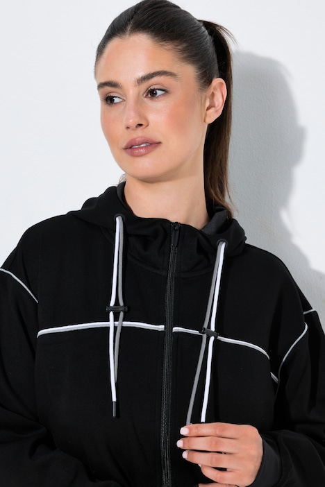 Sweatjacke, Piping, Kapuze, Langarm, Daumenloch