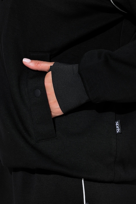 Sweatjacke, Piping, Kapuze, Langarm, Daumenloch