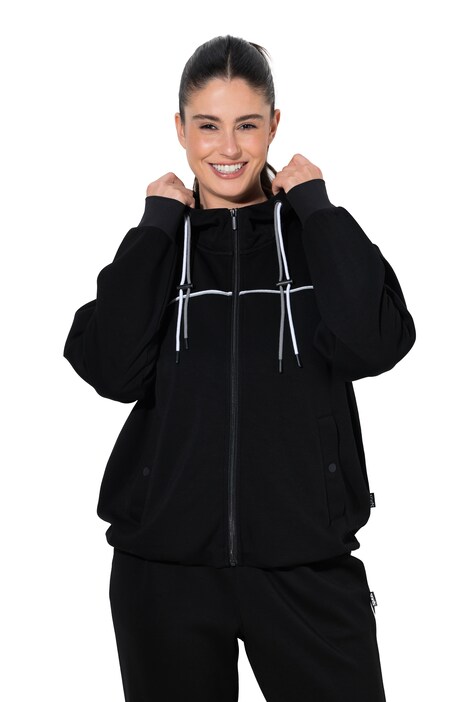 Sweatjacke, Piping, Kapuze, Langarm, Daumenloch