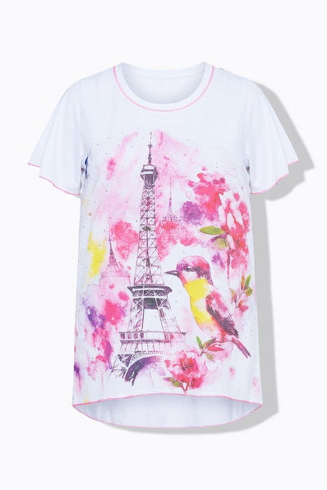 T-shirt motif Tour Eiffel, manches courtes et coupe évasée