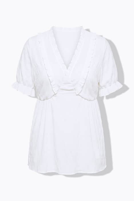 Bluse, A-Linie, Rüschen, Halbarm