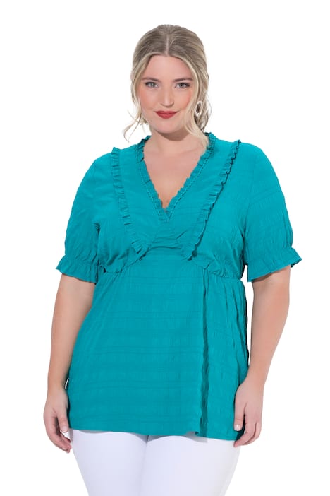 Halenka, áčkový střih, volánky, polodlouhé rukávy