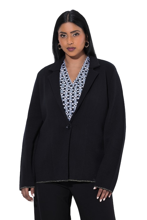 Strickblazer, Glitzereffekt, tailliert, Reverskragen, Langarm