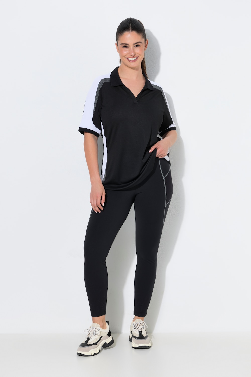 Sport-Leggings, Reflektor-Bänder, Mesh-Taschen, recycelt