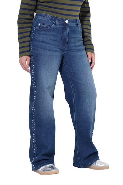 Jeans Mary, Ziernieten, weites Bein, Wascheffekte, Stretch