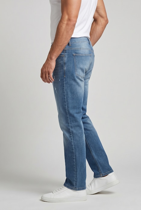 Jean 5 poches ventre confort. Coupe Regular Fit, jean destroy, jusqu'à la taille 72