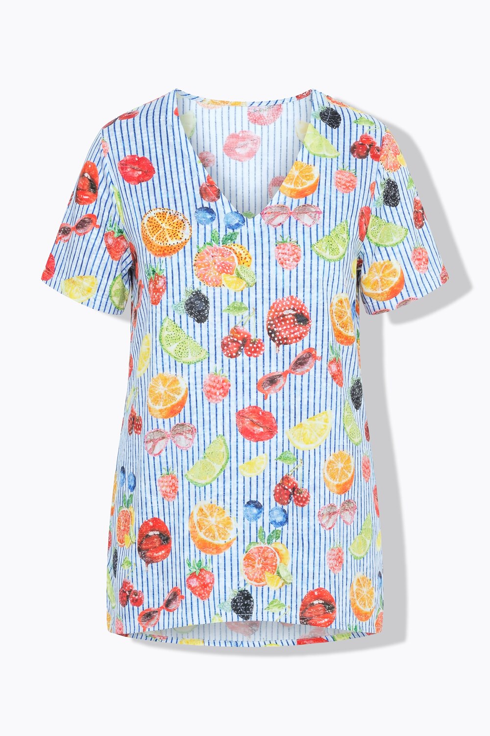 Stora storlekar T-shirt, Dam, blå, storlek: 46, Polyester/Viskos, Angel of Style