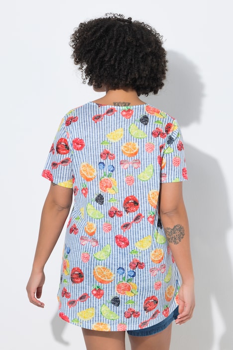 T-shirt, A-lijn, vruchtmotief, korte mouw