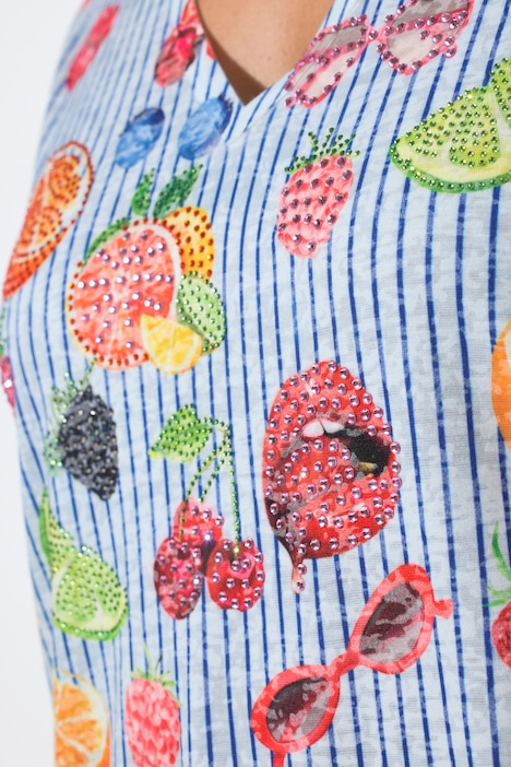 T-shirt, A-lijn, vruchtmotief, korte mouw