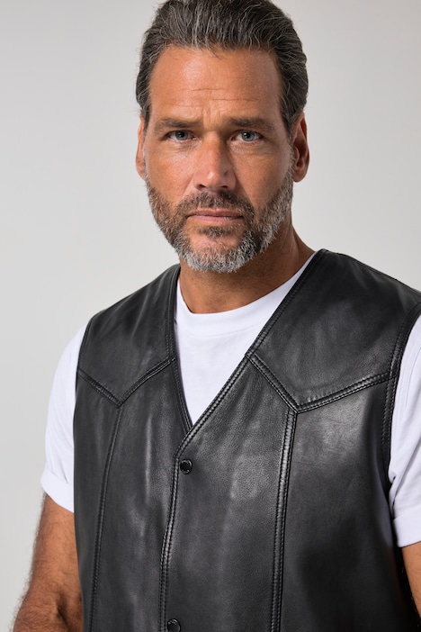 Leder-Weste, Leder, Lammnappa, 2 Taschen, bis 7 XL