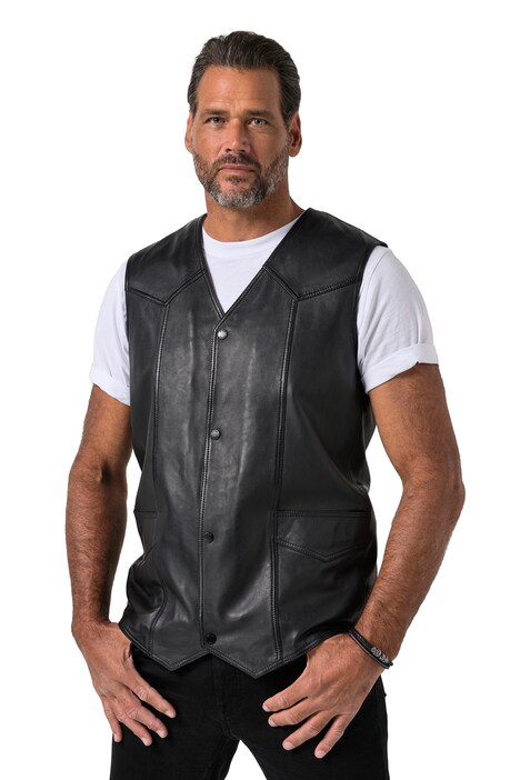Kožená vesta, kůže, jehněčí nappa, 2 kapsy, do velikosti 7XL