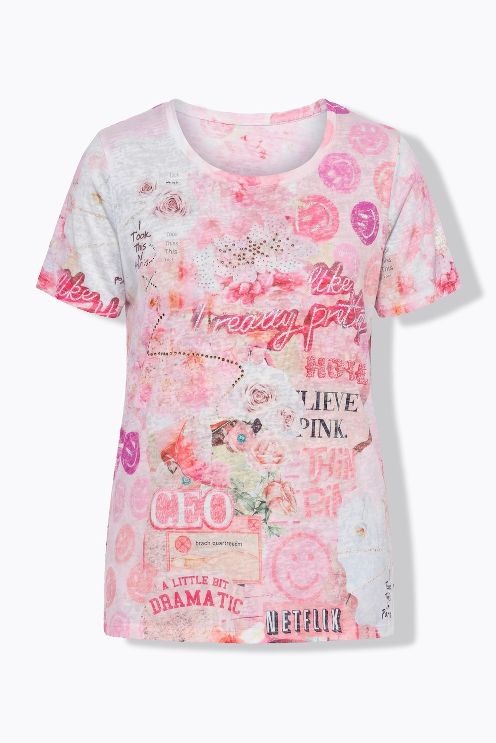 Stora storlekar T-shirt, Dam, rosa, storlek: 60, Polyester/Viskos, Angel of Style
