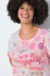 T-Shirt, Comfort Fit, Smiley/Blumen-Muster, Halbarm