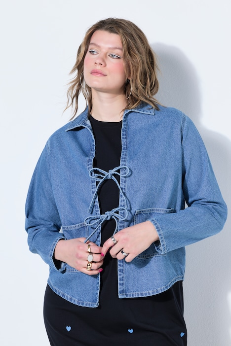 Jeanshemd, Jeansjacke, oversized, Schnürung
