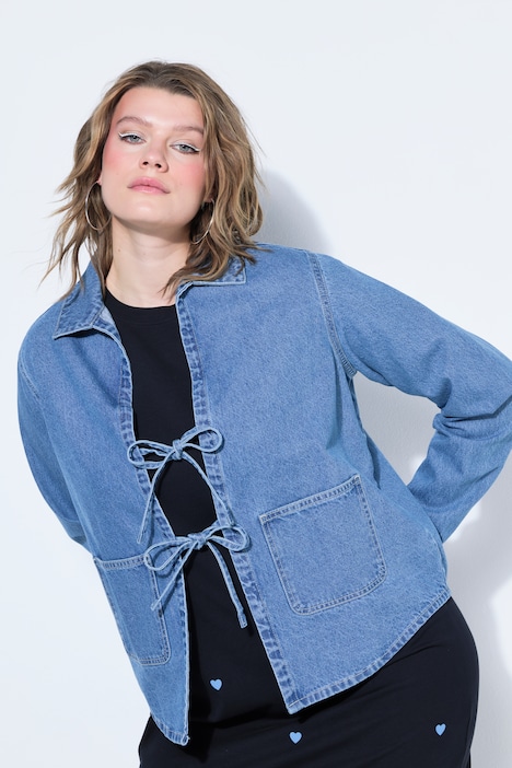 Giacca a camicia di jeans dal taglio oversize con allacciatura
