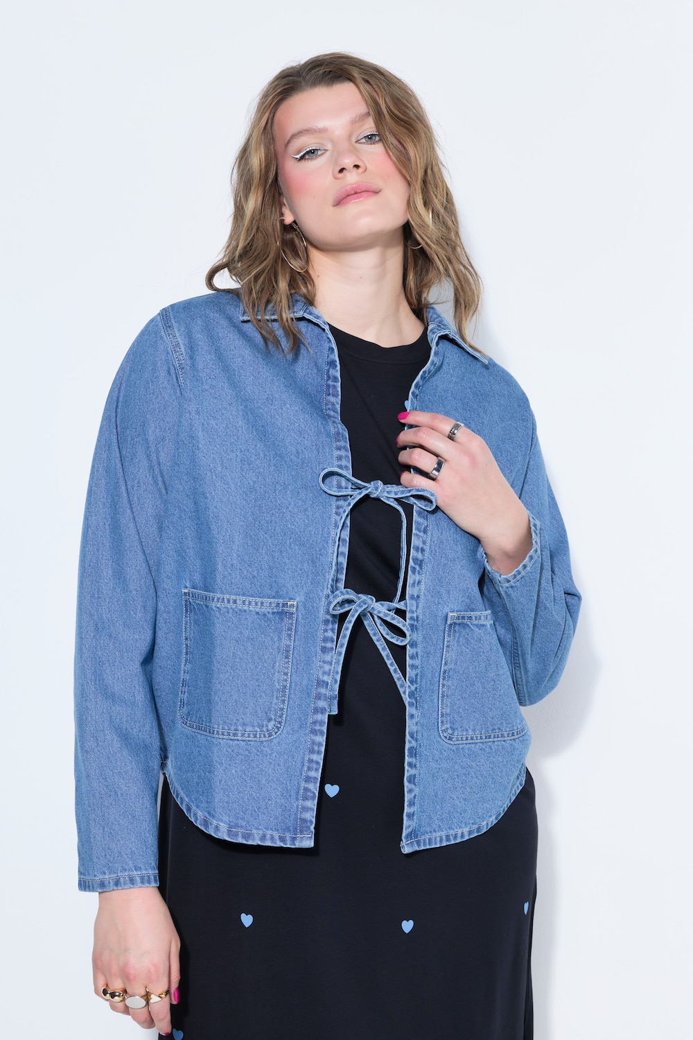 Jeanshemd, jeansjas, oversized, vetersluiting