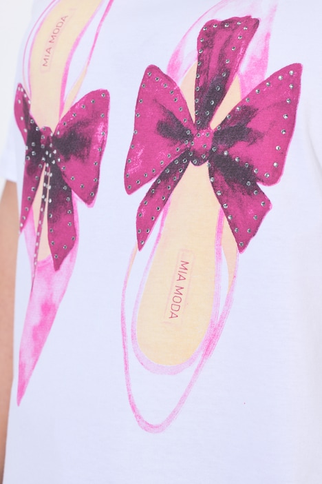 T-Shirt, Boxy Fit, Pumps-Motiv, Ziersteinchen
