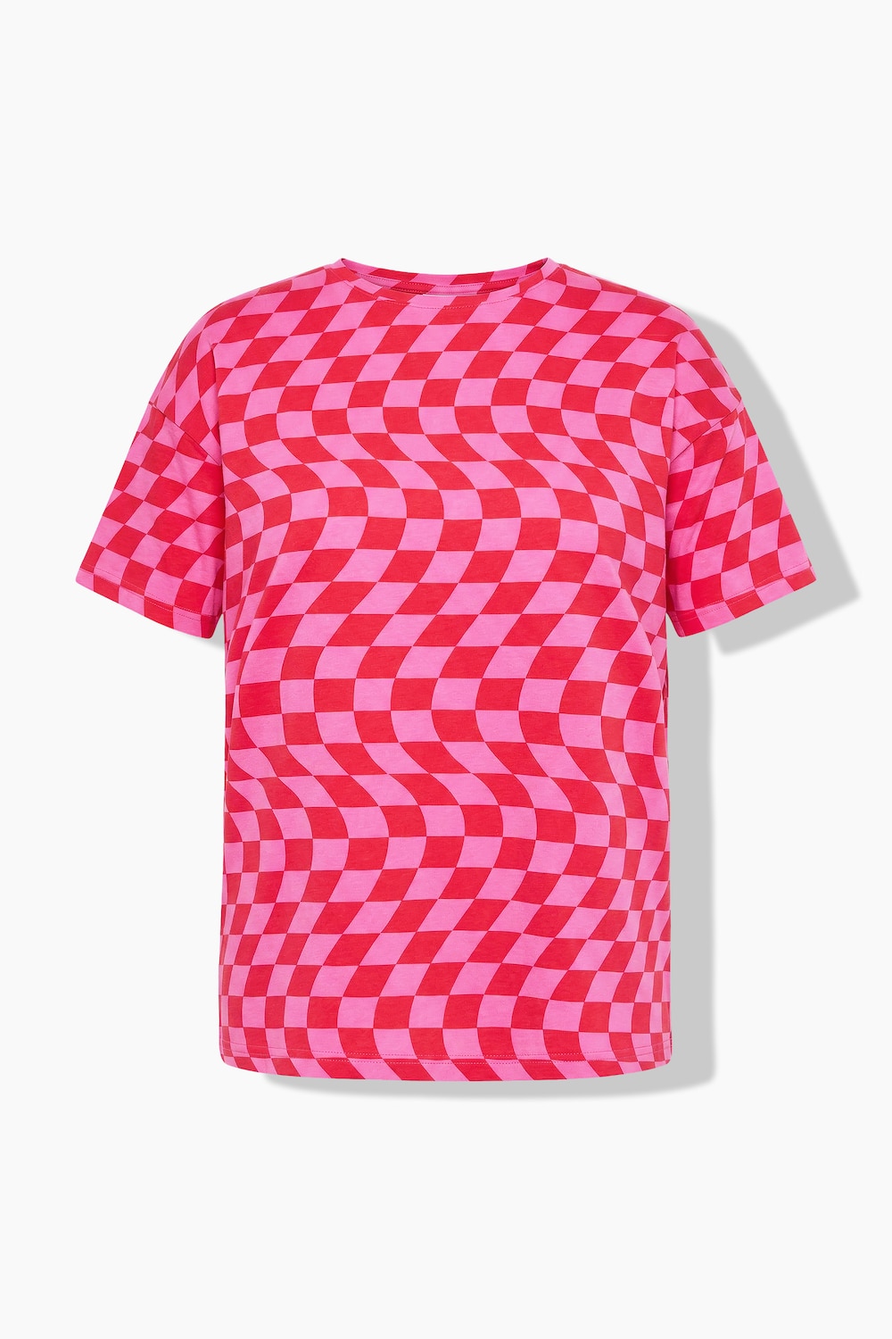 Stora storlekar T-shirt i oversized modell med schackbrädemönster, Dam, rosa, storlek: 54/56, Bomull, Studio Untold
