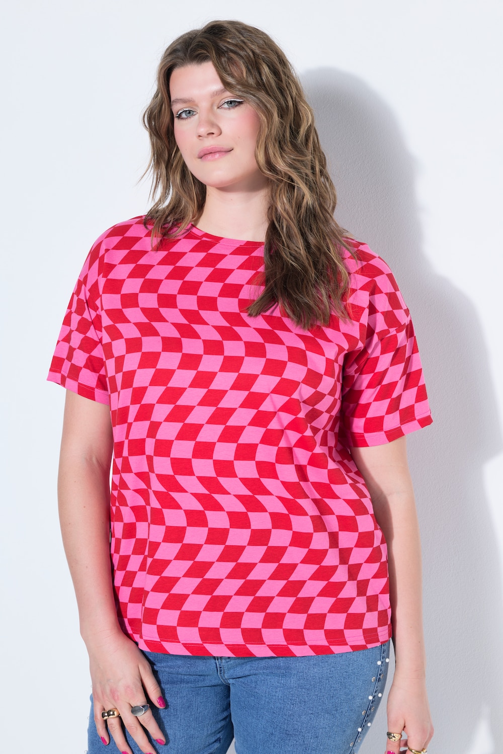 T-shirt i oversize med skakternet mønster
