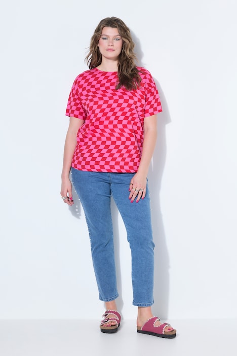 T-shirt dal taglio oversize con stampa a scacchi