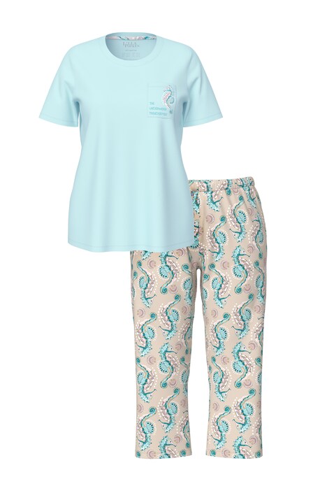 Pyžamo, motiv mořského koníka, kulatý výstřih, polodlouhý rukáv