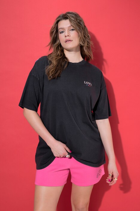 T-skjorte med print og acid wash