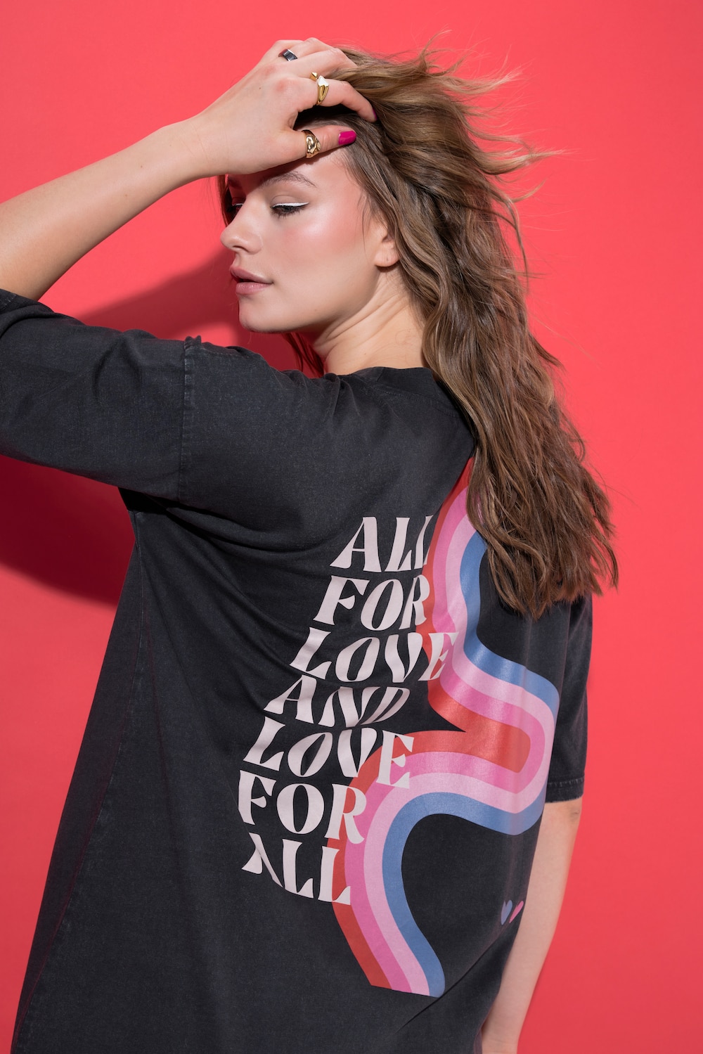 T-skjorte med print og acid wash