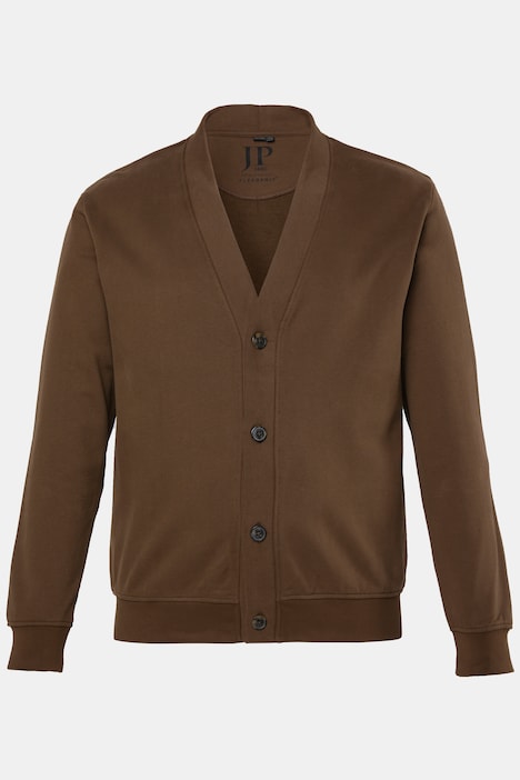 Sweatjacke, V-Ausschnitt, Knopfleiste, bis 8 XL