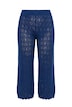 Kalhoty Culotte, široké, rovné nohavice, ažurová pletenina, elastický pas