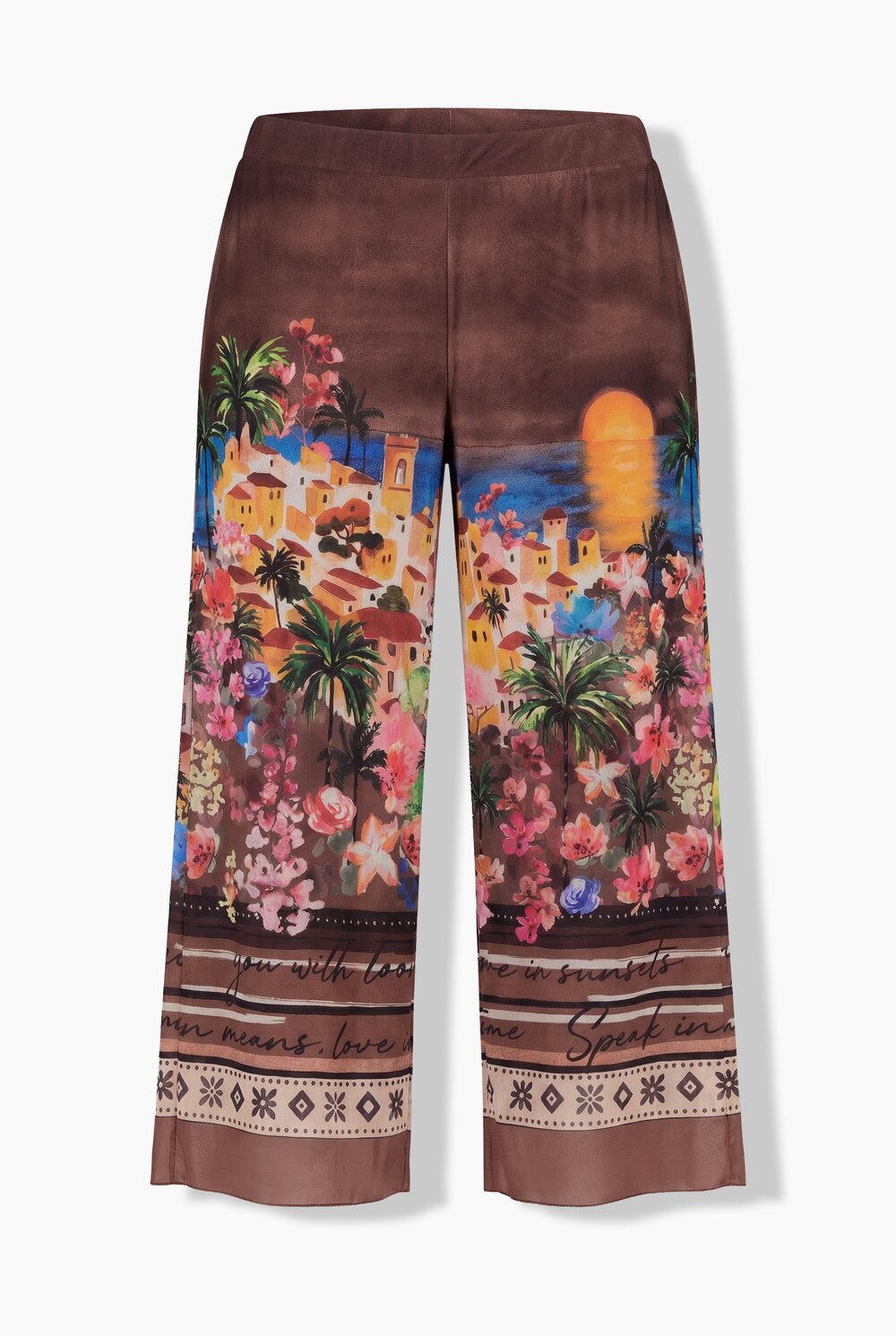 Stora storlekar Culottebyxa, Dam, brun, storlek: 52, Polyester/Elastan, Mia Moda