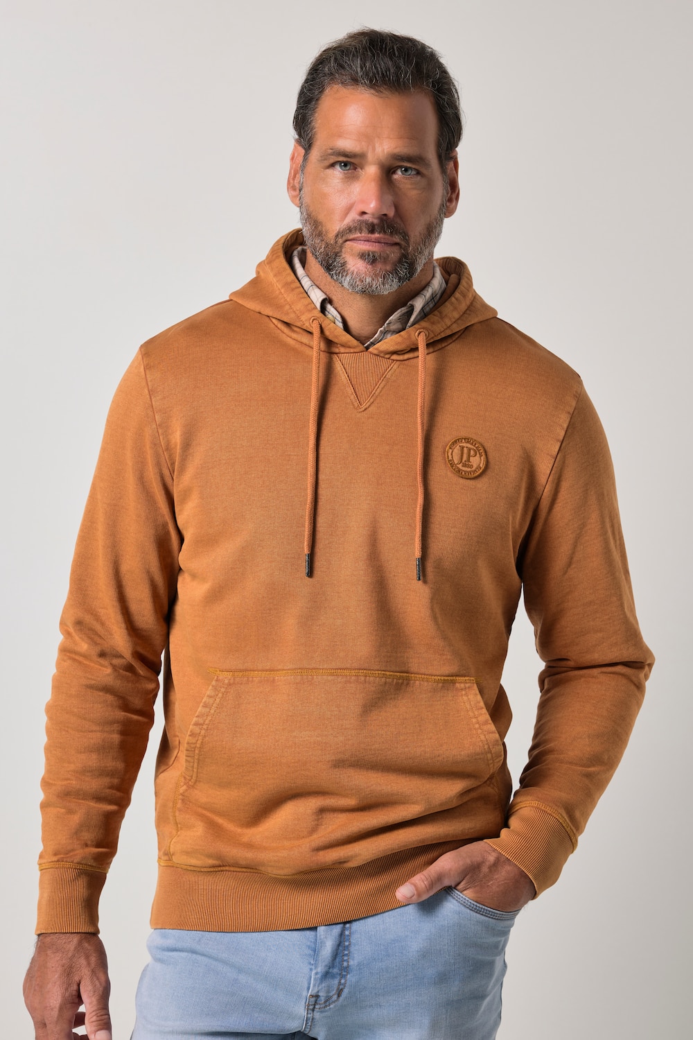 Hoodie, syrevasket, hættetrøje, vintage-look, op til 8 XL