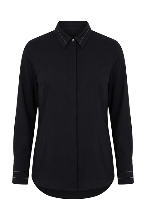 Hemdbluse, Perlenbänder, Hemdkragen, Langarm