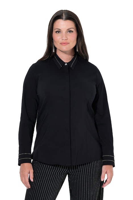 Hemdbluse, Perlenbänder, Hemdkragen, Langarm