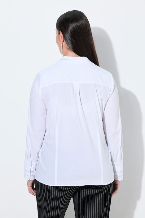 Hemdbluse, Perlenbänder, Hemdkragen, Langarm