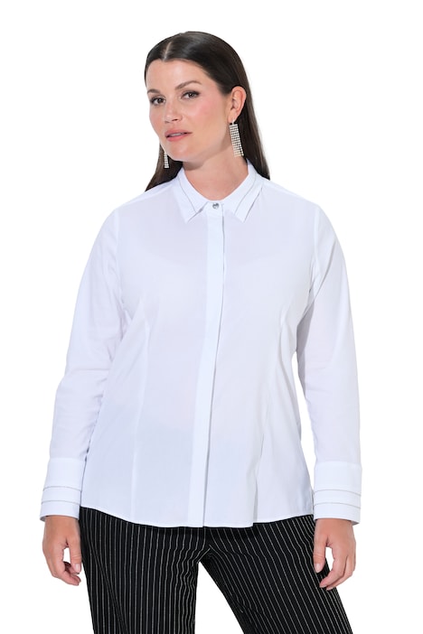Hemdbluse, Perlenbänder, Hemdkragen, Langarm