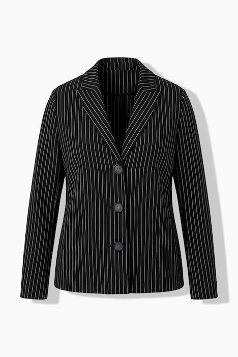 Jacke, Silber-Nadelstreifen, A-Linie, Reverskragen