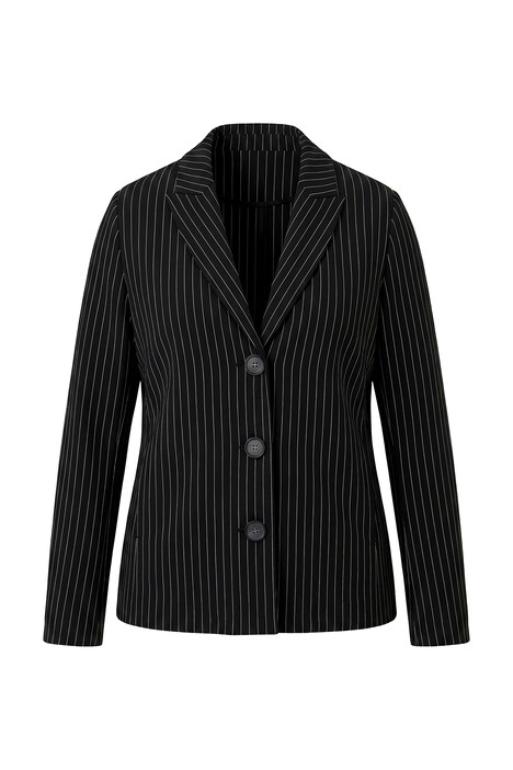Jacke, Silber-Nadelstreifen, A-Linie, Reverskragen
