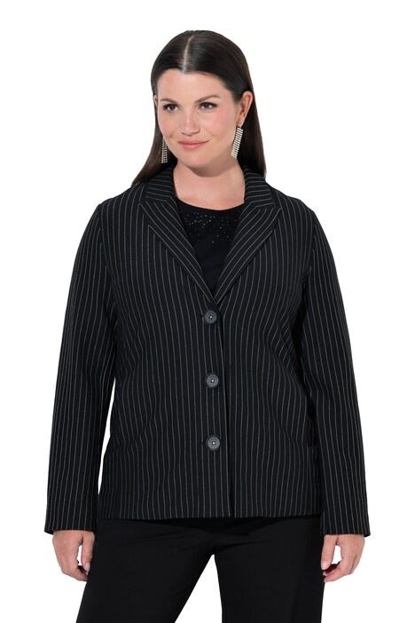 Jacke, Silber-Nadelstreifen, A-Linie, Reverskragen