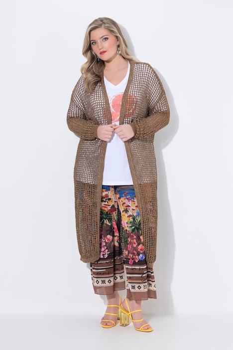 Vest, loose fit, opengewerkt breisel, glittereffect