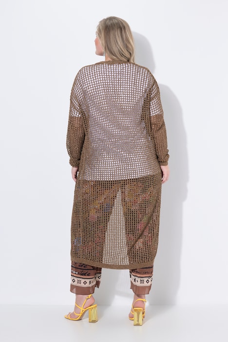 Vest, loose fit, opengewerkt breisel, glittereffect