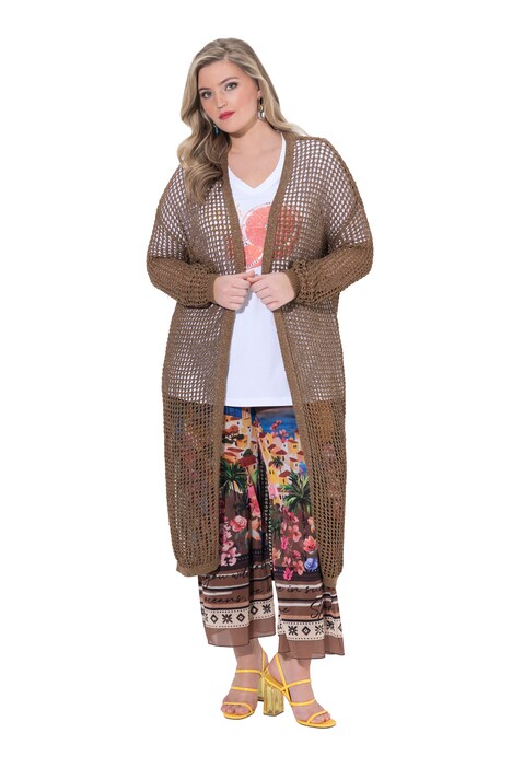 Kardigan, volný střih, děrovaný úplet, třpytivý efekt