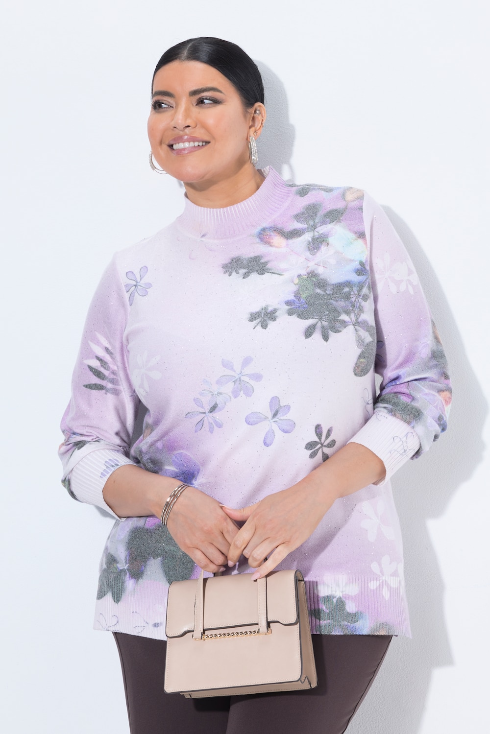 Pullover, Pailletten, Stehkragen, Langarm
