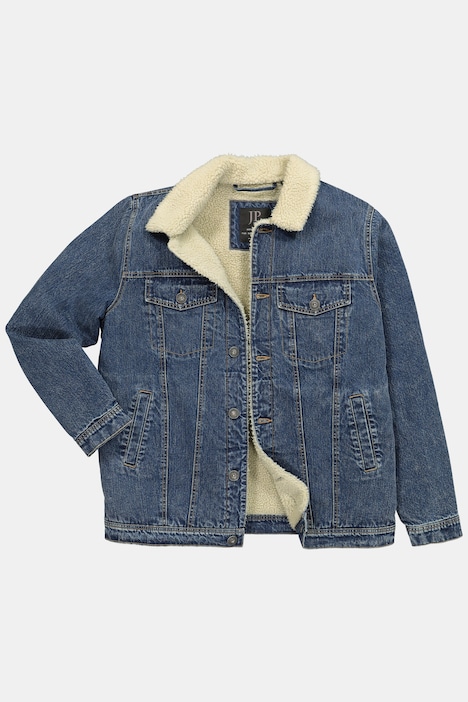 Jeansjacke, Denim, Teddykragen, Teddyfutter, bis 8 XL