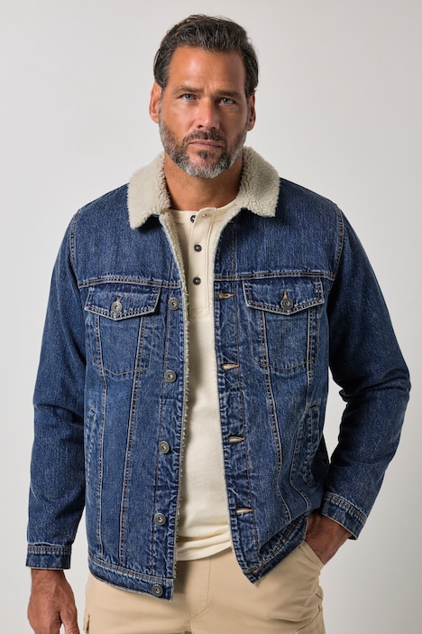Jeansjacke, Denim, Teddykragen, Teddyfutter, bis 8 XL