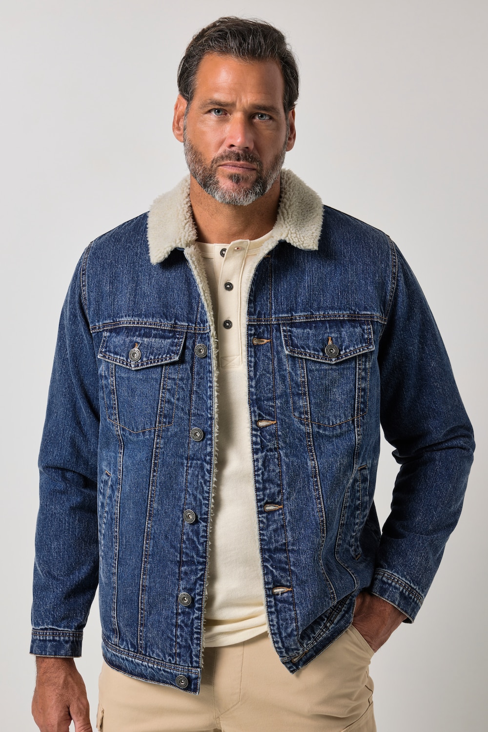 Jeans jack, denim, teddy kraag, teddy voering, tot 8XL