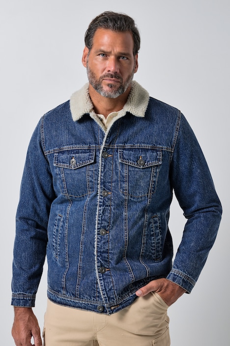 Jeansjacke, Denim, Teddykragen, Teddyfutter, bis 8 XL